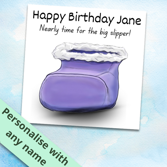 Billy Connolly Personalised Birthday Card, 'The Big Slipper'