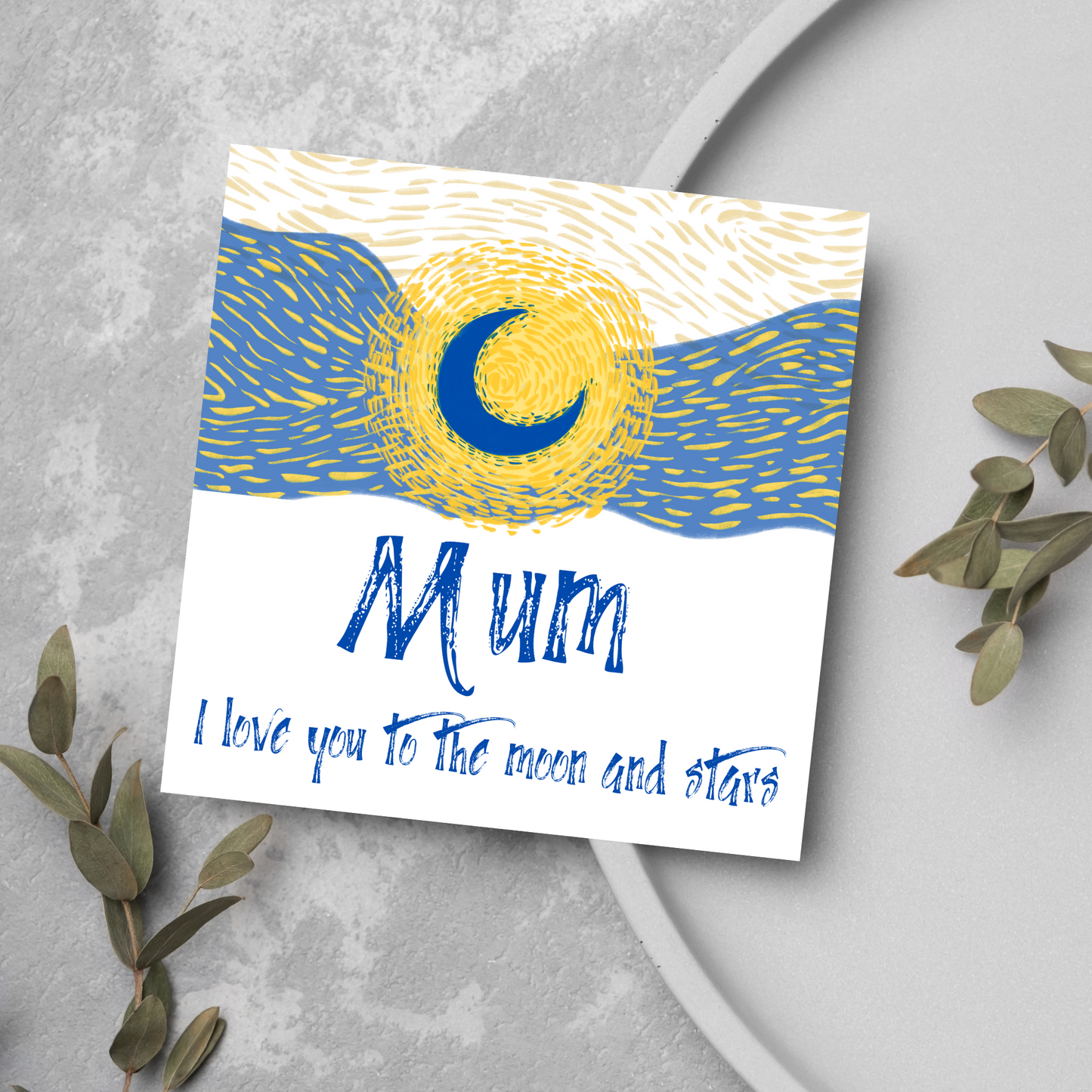 Van Gogh Inspired Design Mothers Day Card, Starry NIght