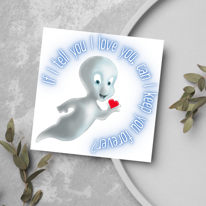 Casper Valentines Card, Card for him, Card for her, Valentines Day Card