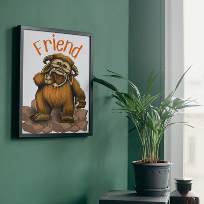 Labyrinth Ludo Poster, A4 Print, High Quality Wall Art, Labyrinth Movie Poster, Jim Henson Artwork, Ludo Friend, 80's Movie Poster, Cute Art