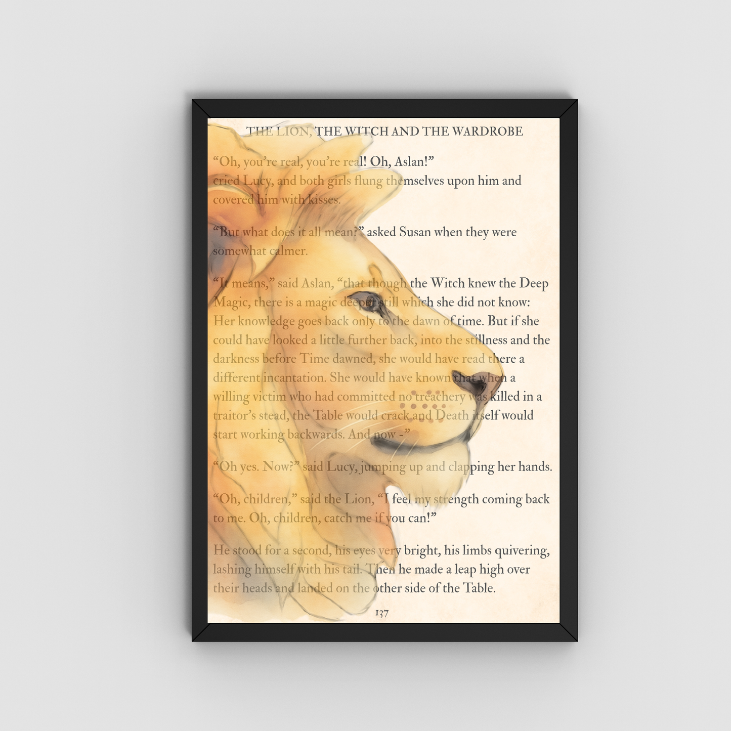 The Lion The Witch and the Wardrobe Inspired A4 Print, Book Art, Nursery Wall Decor