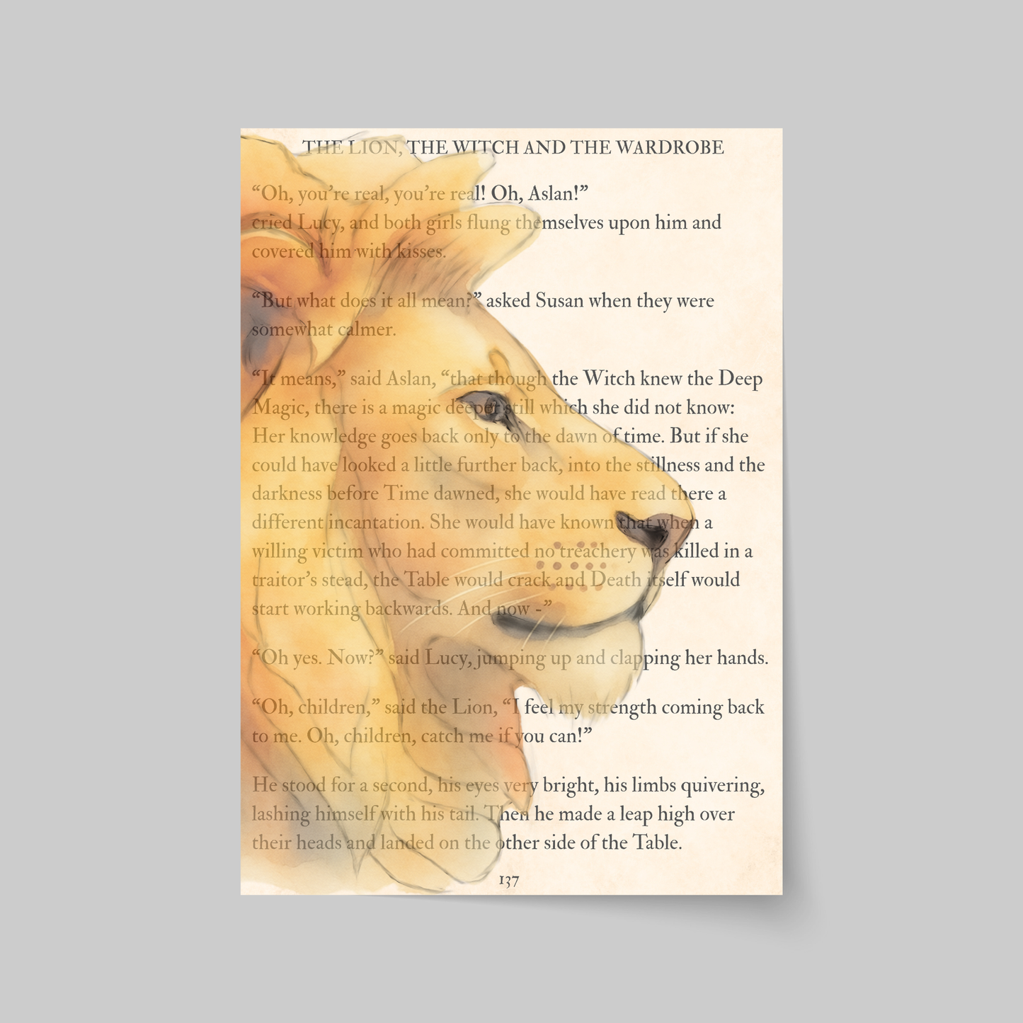 The Lion The Witch and the Wardrobe Inspired A4 Print, Book Art, Nursery Wall Decor