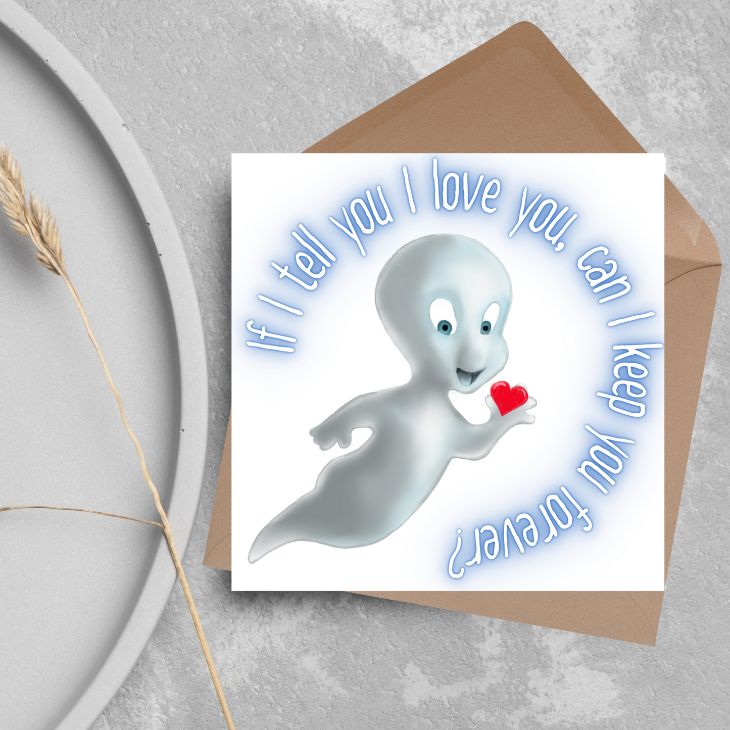 Casper Valentines Card, Card for him, Card for her, Valentines Day Card