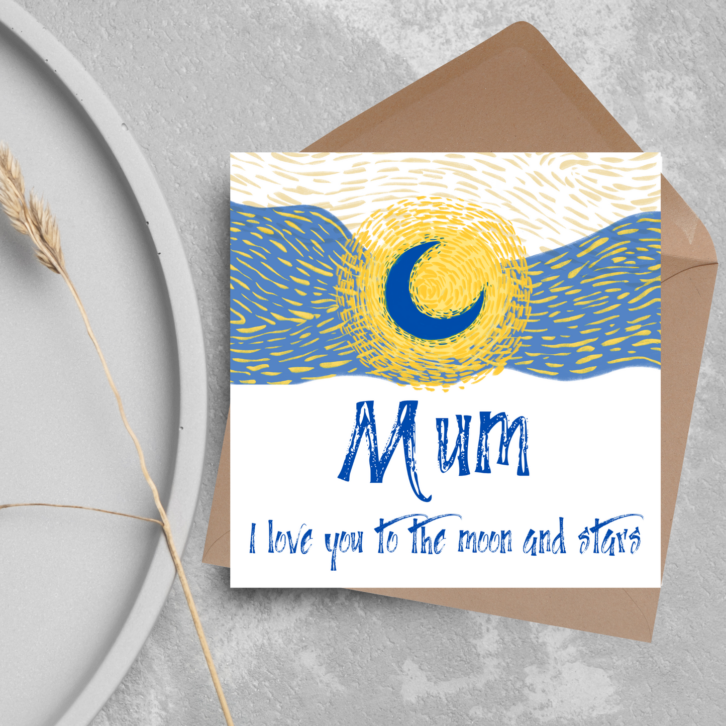 Van Gogh Inspired Design Mothers Day Card, Starry NIght