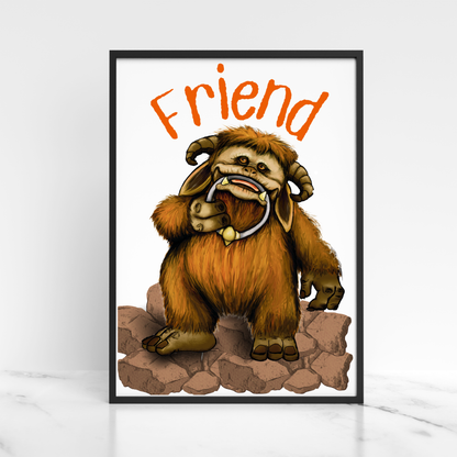 Labyrinth Ludo Poster, A4 Print, High Quality Wall Art, Labyrinth Movie Poster, Jim Henson Artwork, Ludo Friend, 80's Movie Poster, Cute Art