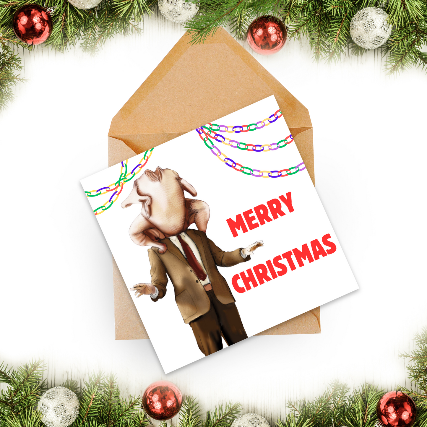 Funny Mr Bean Christmas Card, Christmas Turkey Card, Mr Bean Xmas Card
