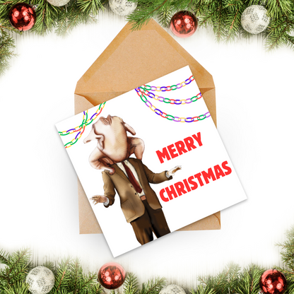 Funny Mr Bean Christmas Card, Christmas Turkey Card, Mr Bean Xmas Card