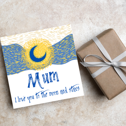 Van Gogh Inspired Design Mothers Day Card, Starry NIght