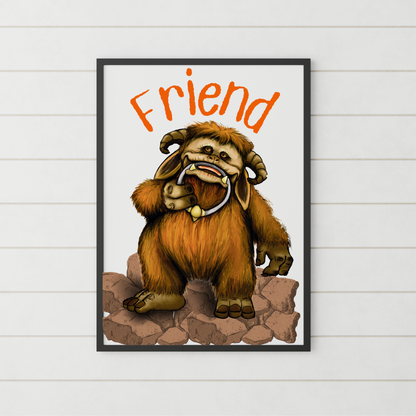 Labyrinth Ludo Poster, A4 Print, High Quality Wall Art, Labyrinth Movie Poster, Jim Henson Artwork, Ludo Friend, 80's Movie Poster, Cute Art