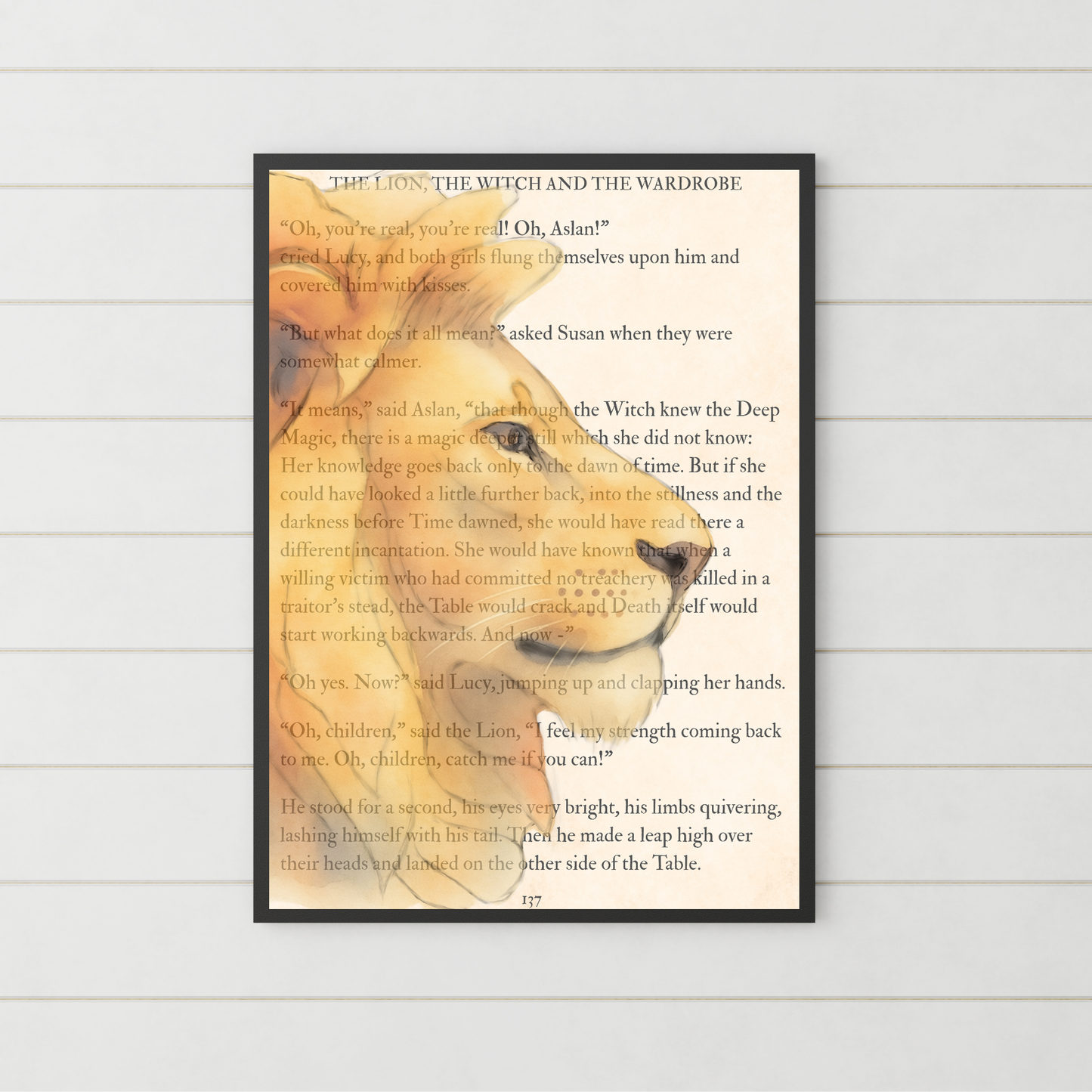 The Lion The Witch and the Wardrobe Inspired A4 Print, Book Art, Nursery Wall Decor