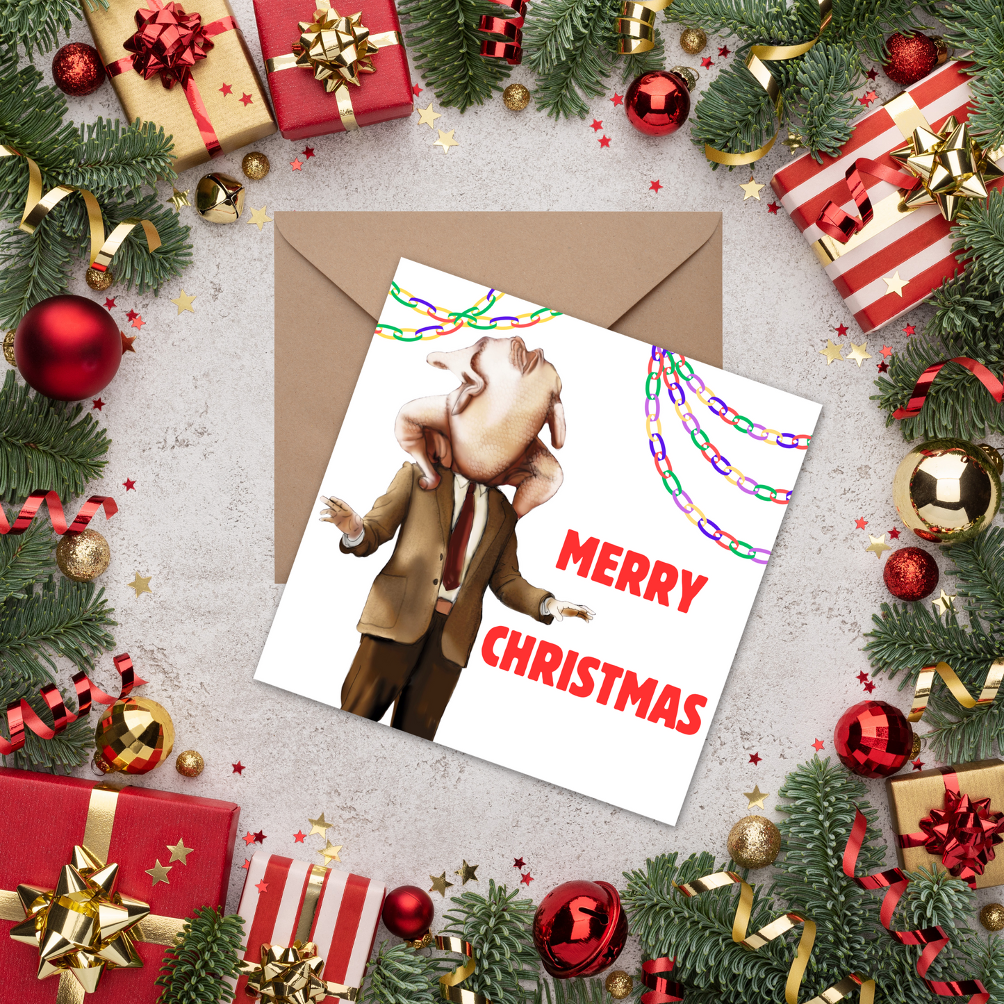 Funny Mr Bean Christmas Card, Christmas Turkey Card, Mr Bean Xmas Card
