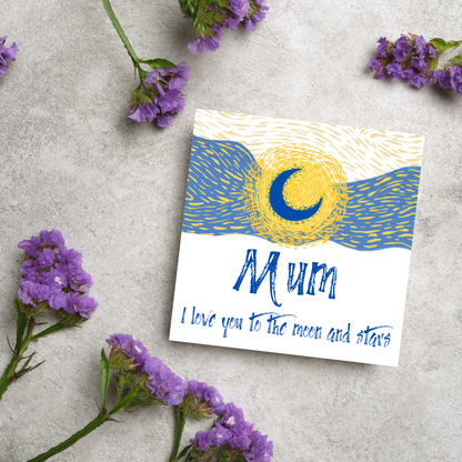 Van Gogh Inspired Design Mothers Day Card, Starry NIght