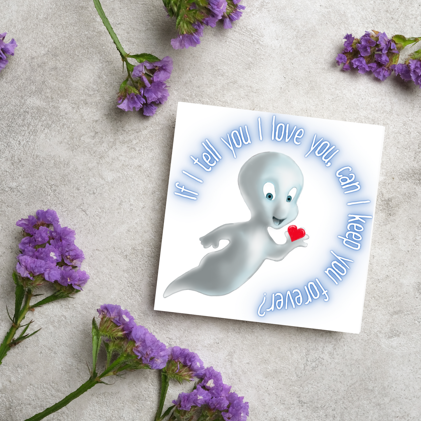 Casper Valentines Card, Card for him, Card for her, Valentines Day Card