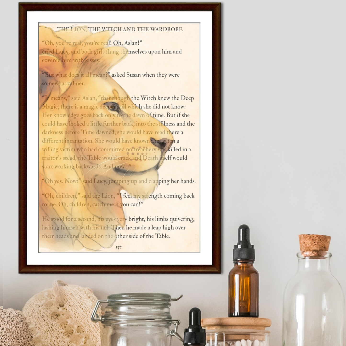 The Lion The Witch and the Wardrobe Inspired A4 Print, Book Art, Nursery Wall Decor
