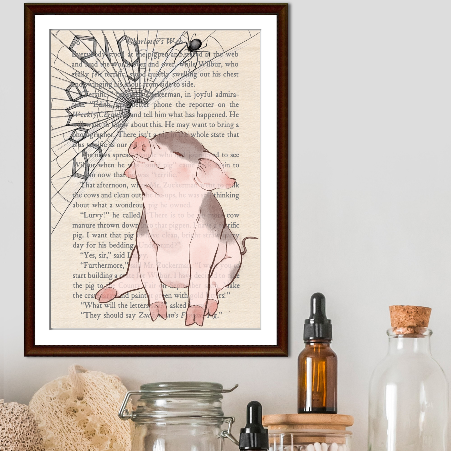 Charlotte's Web Inspired A4 Print, Book Art, Nursery Wall Decor