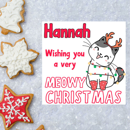 Adorable Personalised Cat Christmas card - Cat lover card - Cat christmas card