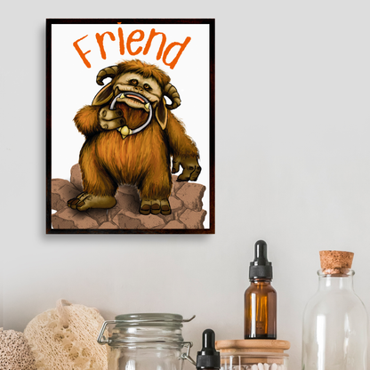 Labyrinth Ludo Poster, A4 Print, High Quality Wall Art, Labyrinth Movie Poster, Jim Henson Artwork, Ludo Friend, 80's Movie Poster, Cute Art