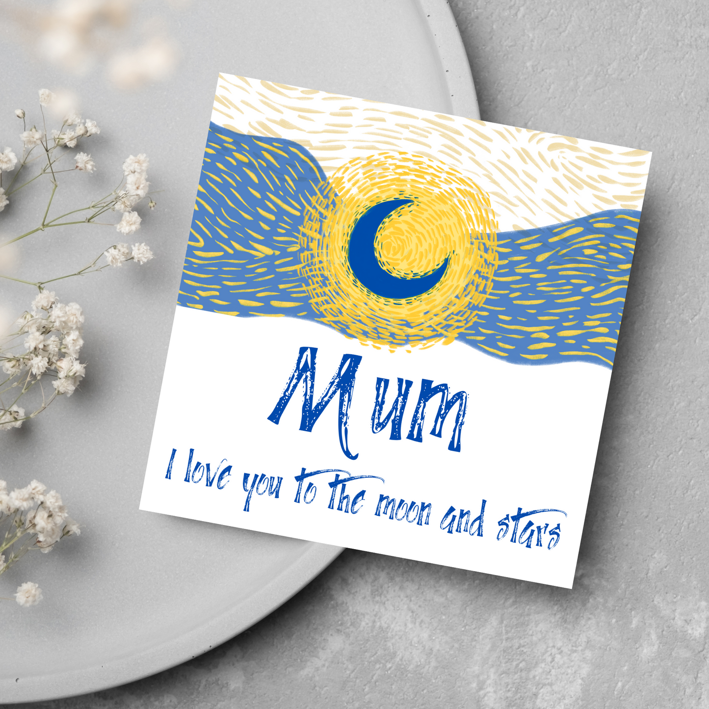 Van Gogh Inspired Design Mothers Day Card, Starry NIght
