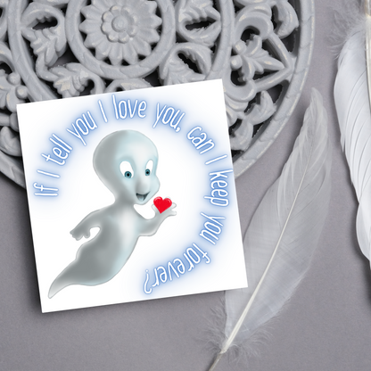 Casper Valentines Card, Card for him, Card for her, Valentines Day Card