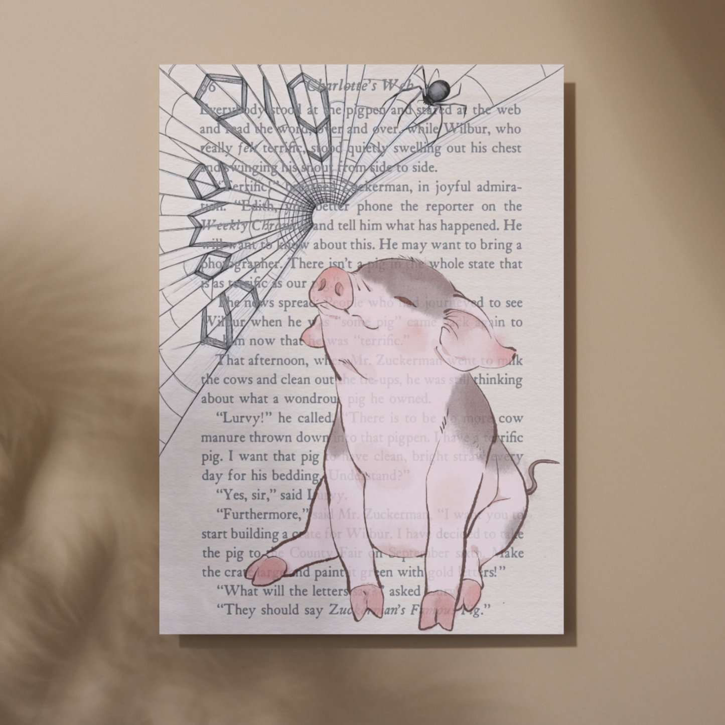 Charlotte's Web Inspired A4 Print, Book Art, Nursery Wall Decor