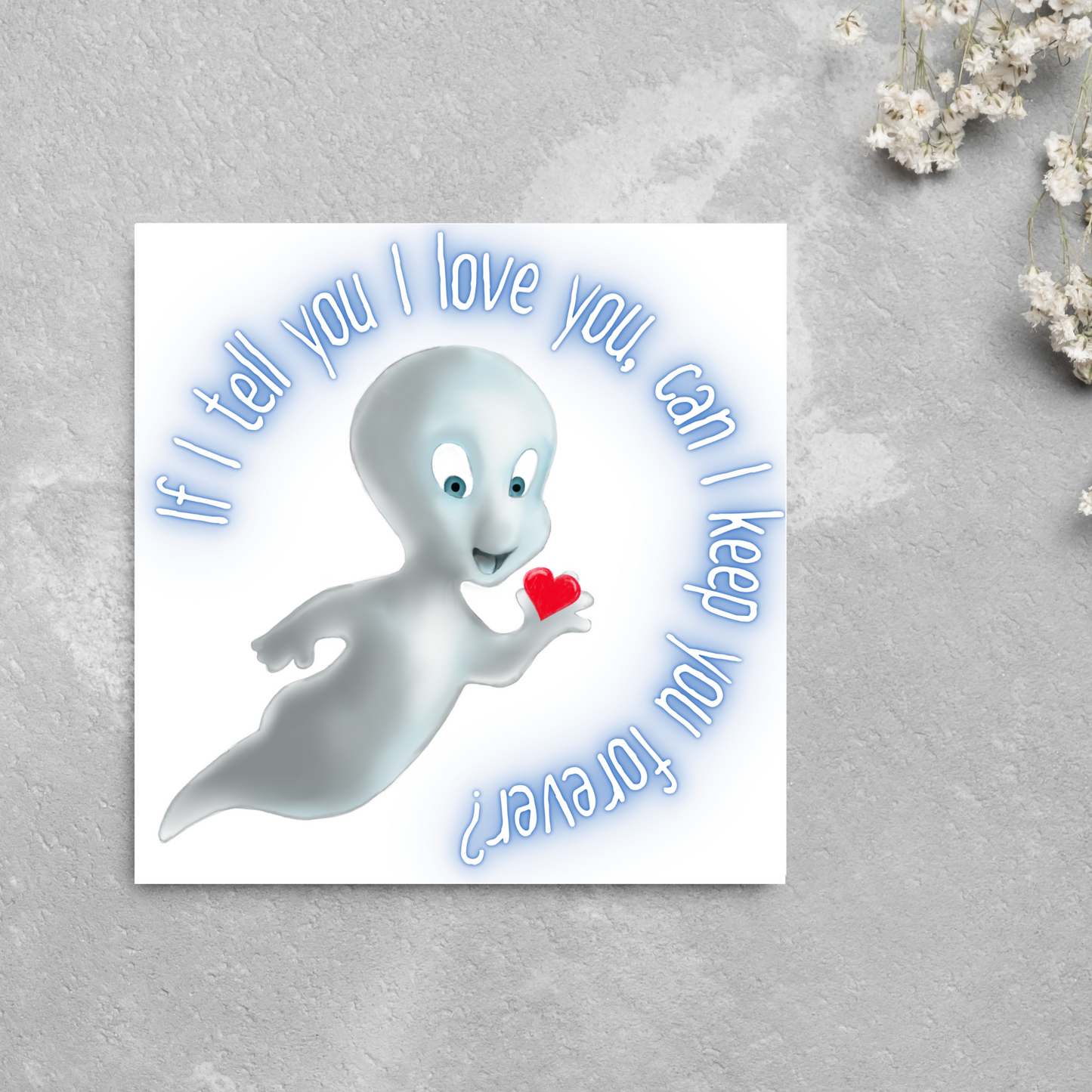 Casper Valentines Card, Card for him, Card for her, Valentines Day Card