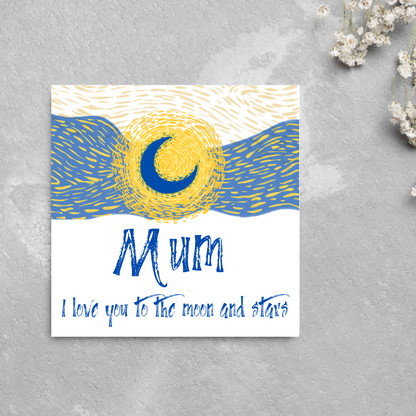 Van Gogh Inspired Design Mothers Day Card, Starry NIght