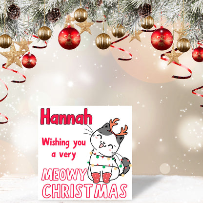 Adorable Personalised Cat Christmas card - Cat lover card - Cat christmas card