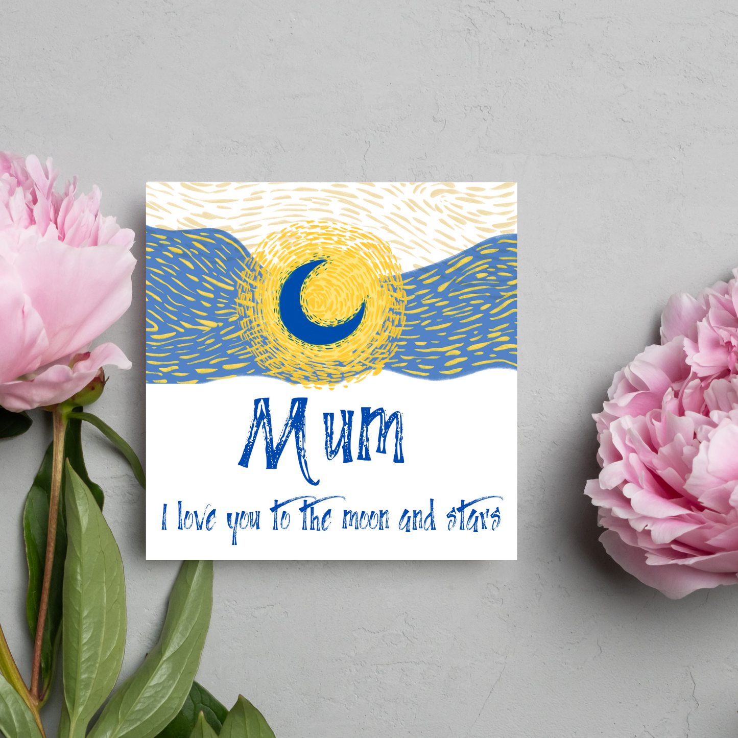 Van Gogh Inspired Design Mothers Day Card, Starry NIght