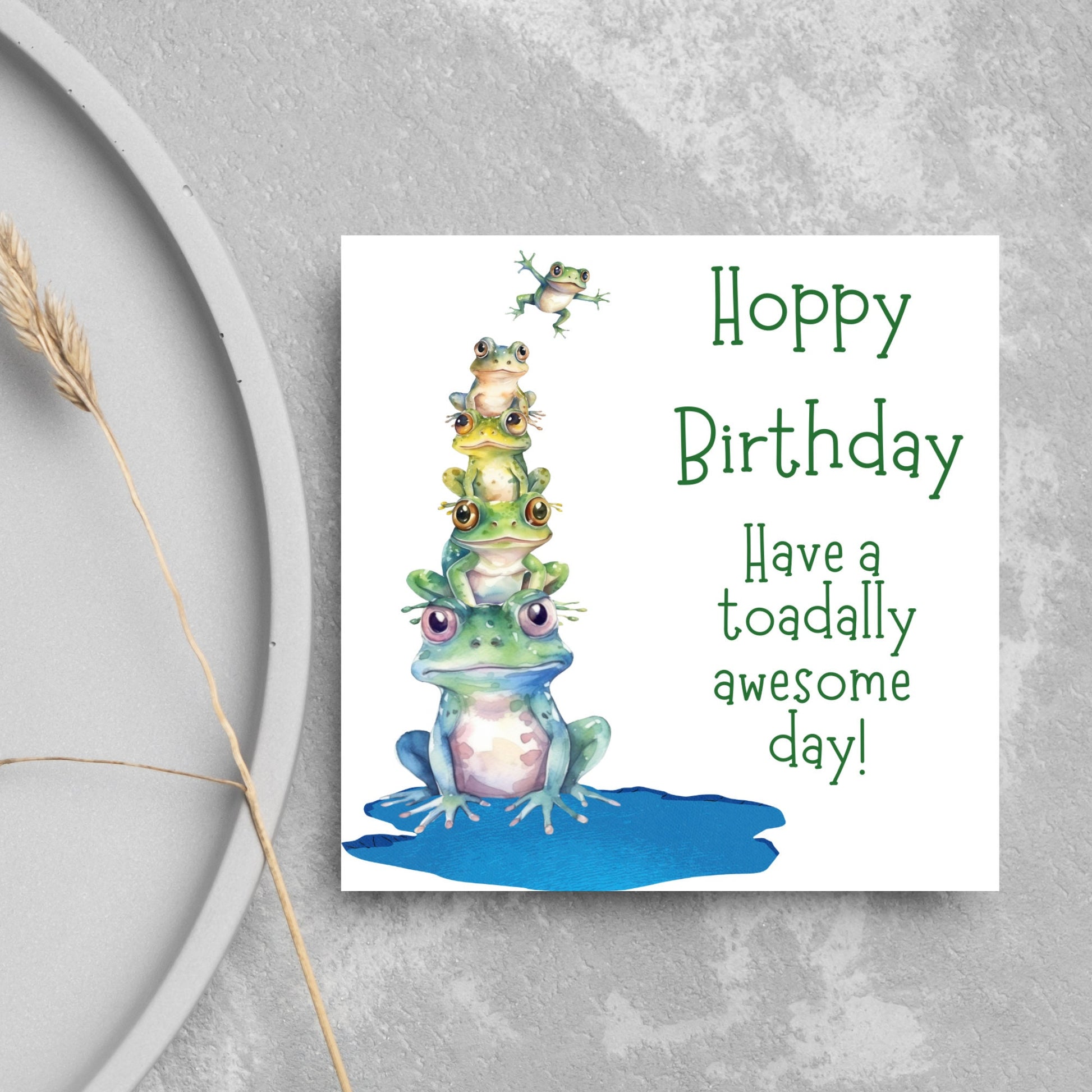 hoppy birthday watercolour frog card