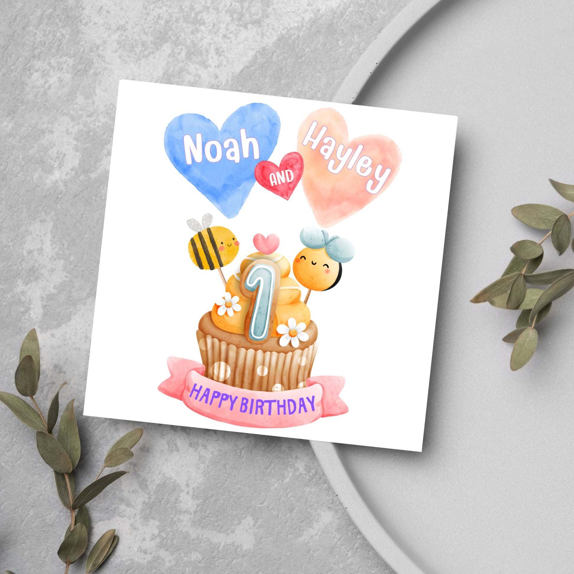 twin bee cupcake card