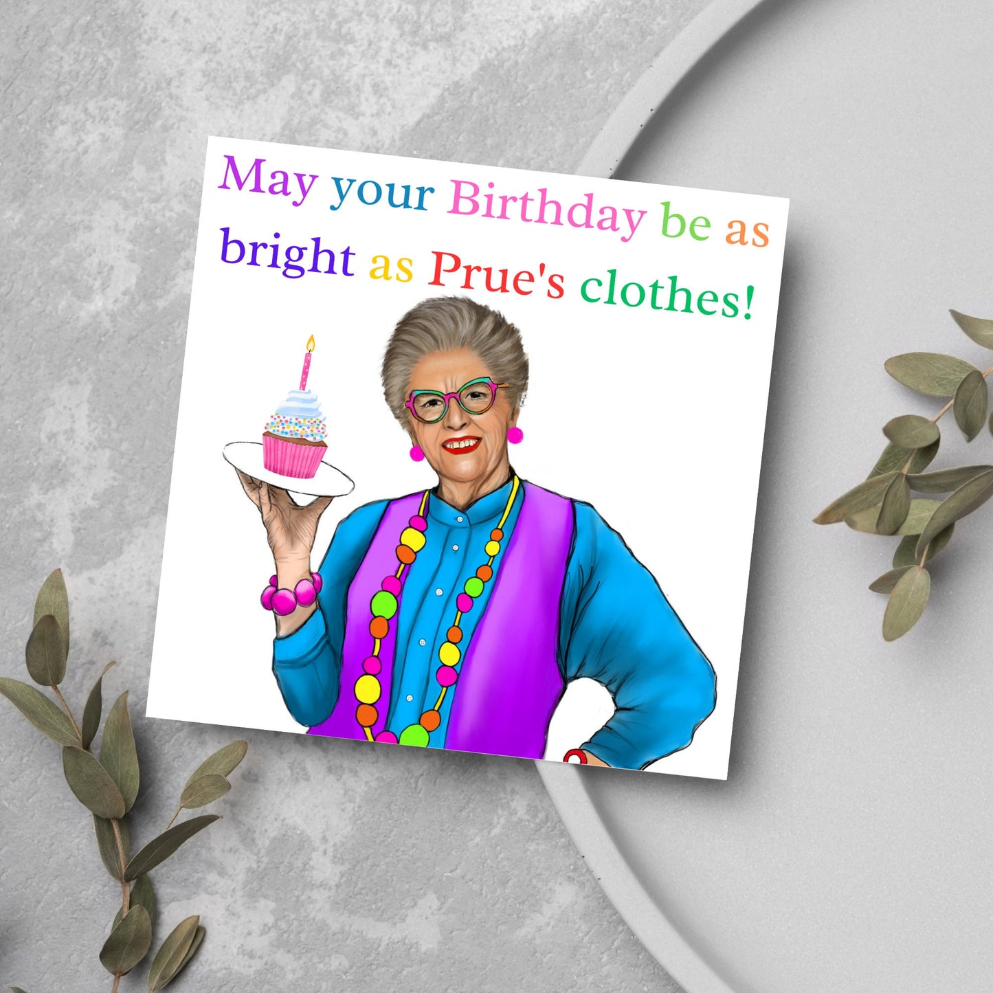 Prue Leith Baking Birthday card