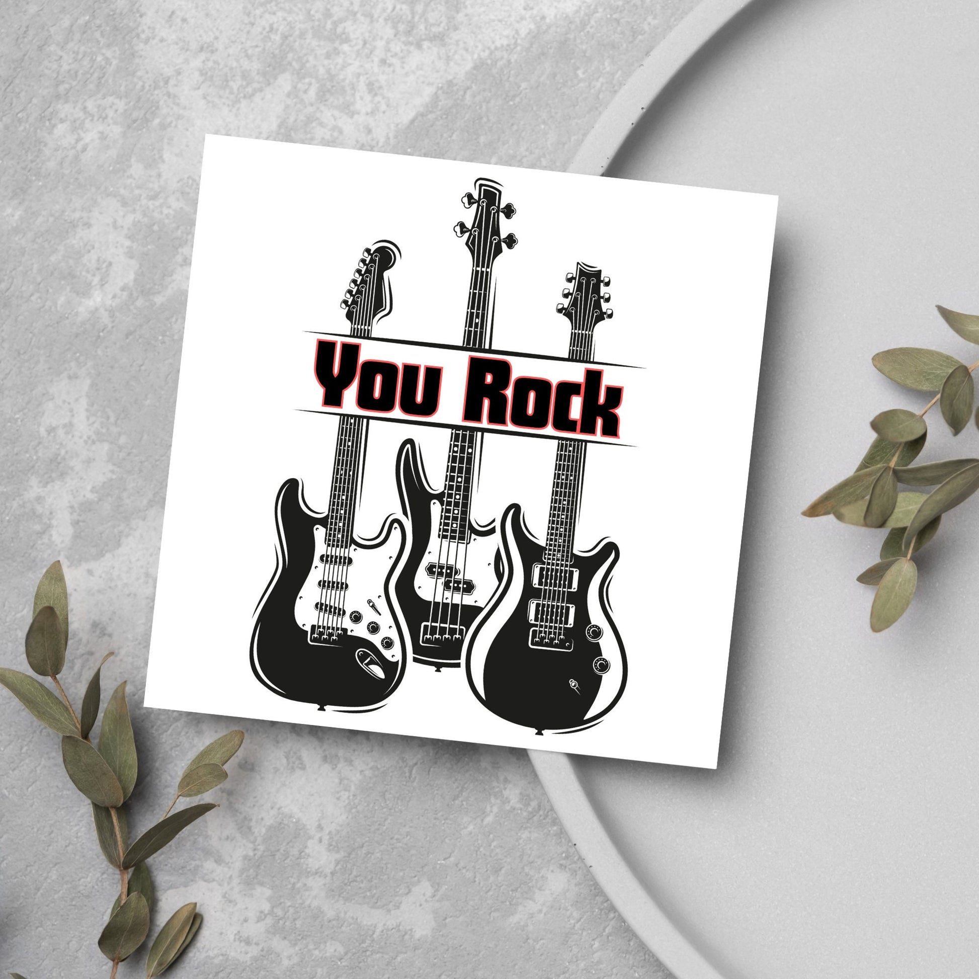 3 electric guitars with you rock text