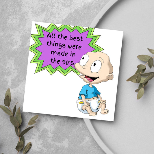 tommy from rugrats made in the 90's bright card