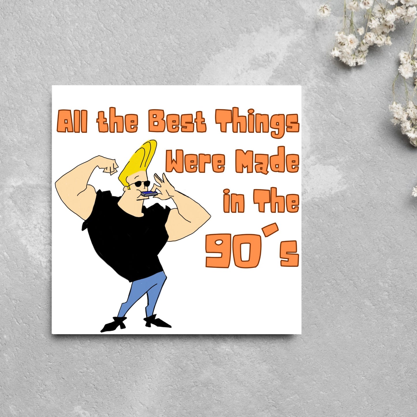 90s cartoon birthday card johnny bravo