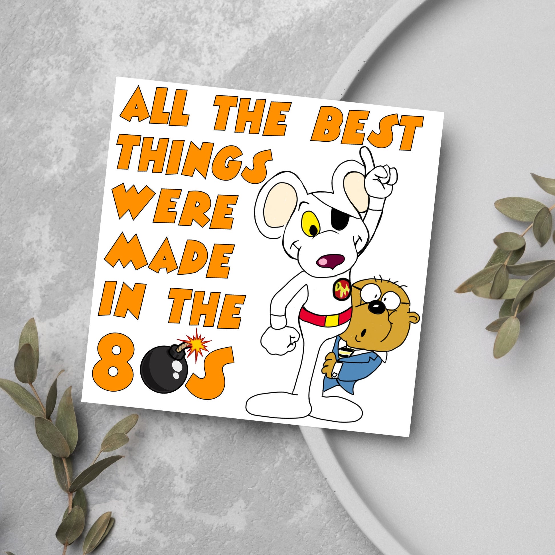 cartoon mouse born in the 80s birthday card