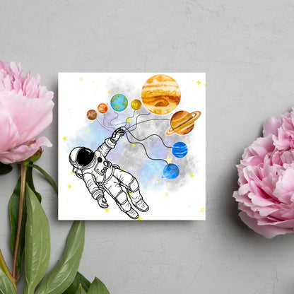 Astronomy Birthday Card, Spaceman Birthday Card, Planets Birthday Card, Lunar Celebration Card, Astronomer Birthday Card