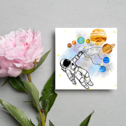 Astronomy Birthday Card, Spaceman Birthday Card, Planets Birthday Card, Lunar Celebration Card, Astronomer Birthday Card
