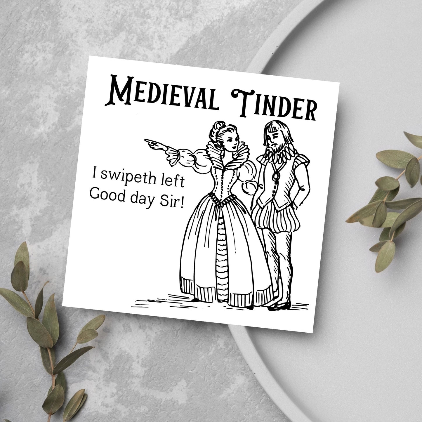 medieval drawing man and woman card