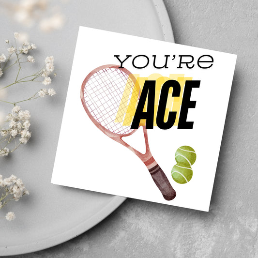 watercolour tennis card you're ace