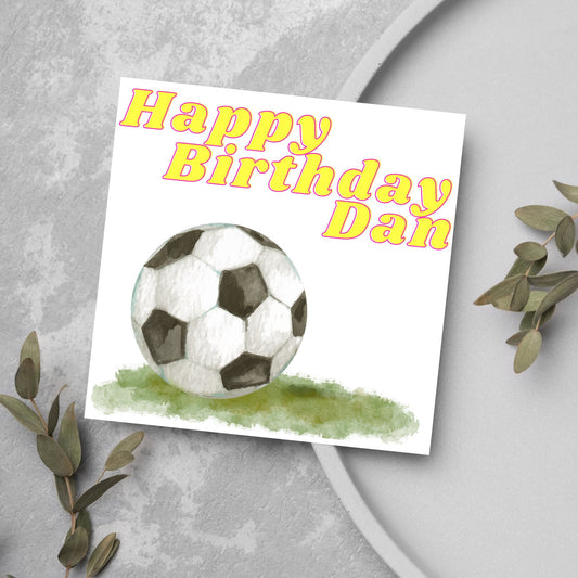 personalised birthday card with watercolour football