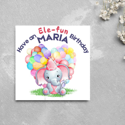 Personalised Elephant Birthday Card, Personalised Birthday Card with Elephant, Birthday Pun, Custom Birthday Card, for Him for Her