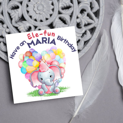Personalised Elephant Birthday Card, Personalised Birthday Card with Elephant, Birthday Pun, Custom Birthday Card, for Him for Her