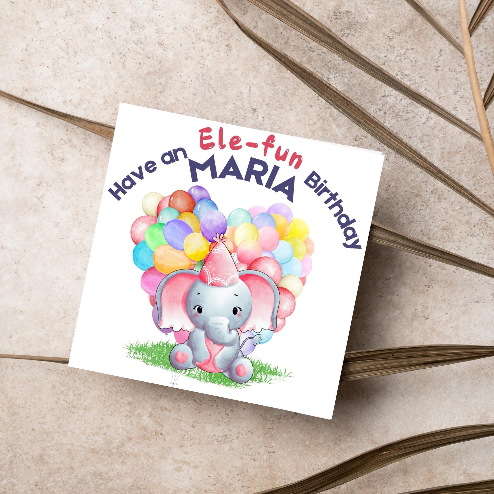 Personalised Elephant Birthday Card, Personalised Birthday Card with Elephant, Birthday Pun, Custom Birthday Card, for Him for Her