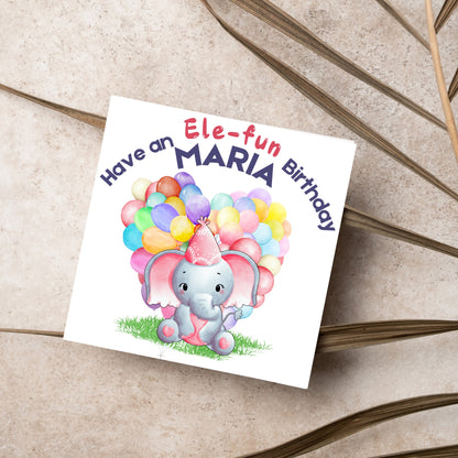 Personalised Elephant Birthday Card, Personalised Birthday Card with Elephant, Birthday Pun, Custom Birthday Card, for Him for Her