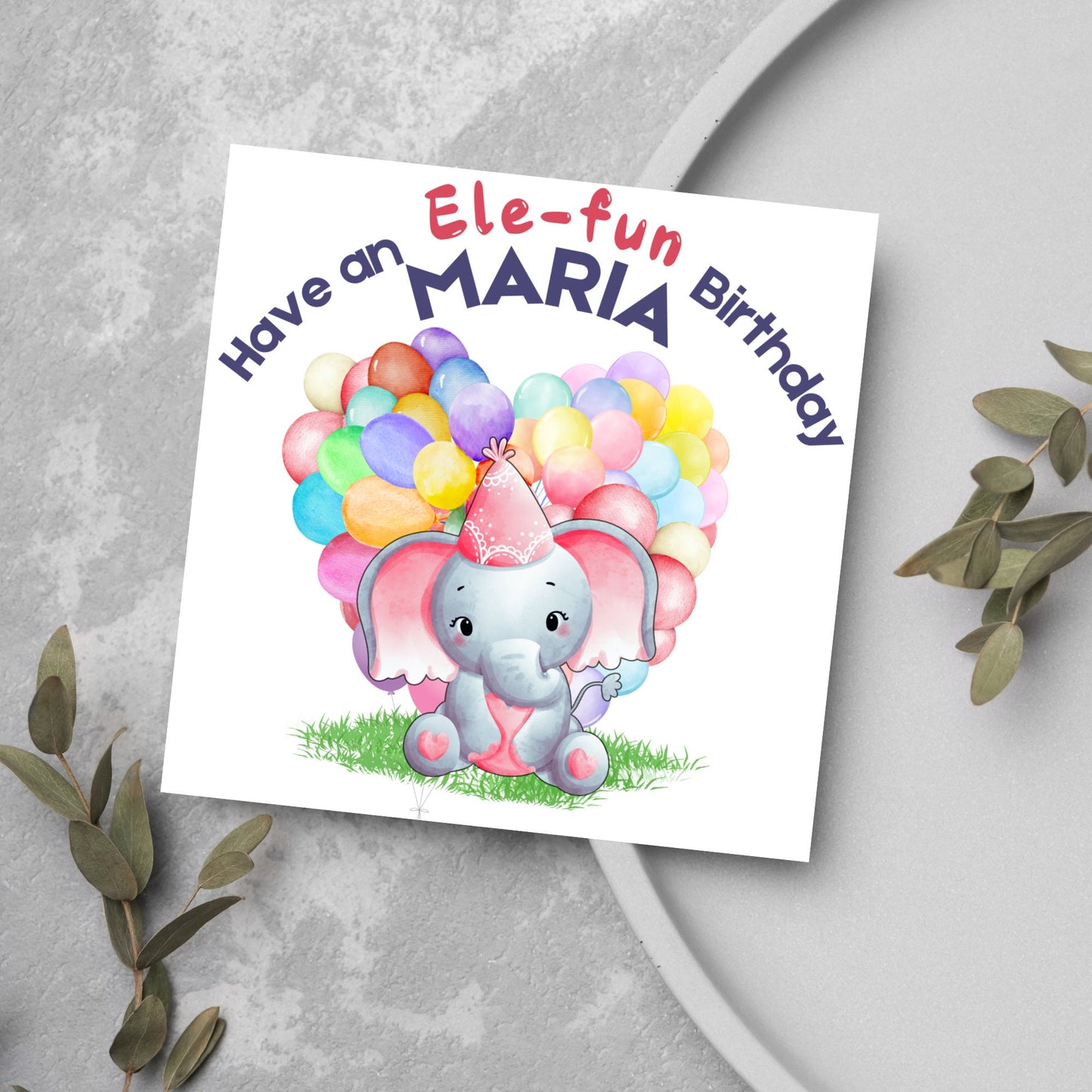 Personalised Elephant Birthday Card, Personalised Birthday Card with Elephant, Birthday Pun, Custom Birthday Card, for Him for Her
