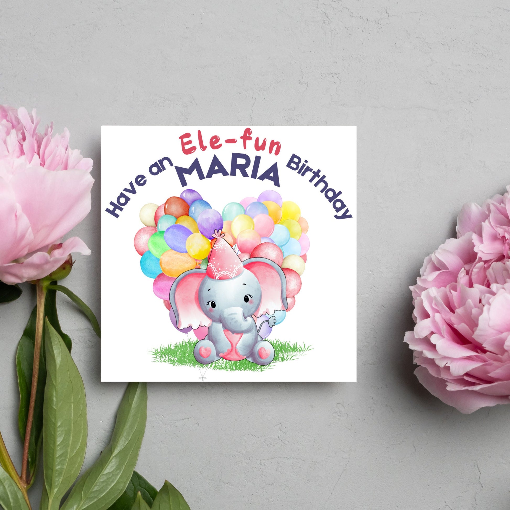 Personalised Elephant Birthday Card, Personalised Birthday Card with Elephant, Birthday Pun, Custom Birthday Card, for Him for Her