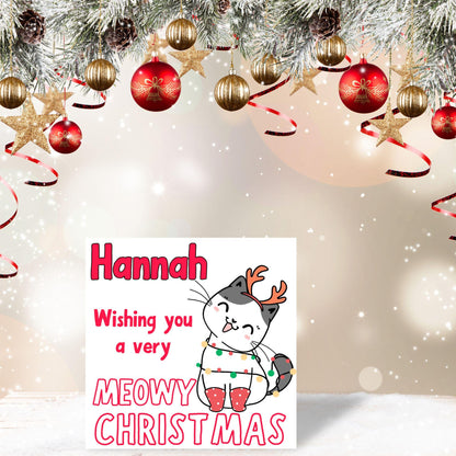 Cute Personalised Cat Card, Card for In-Laws, Cat Christmas Card, Cat Lover Card, Card for Child, Card for Granddaughter, Card for Niece