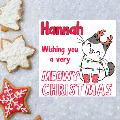 Cute Personalised Cat Card, Card for In-Laws, Cat Christmas Card, Cat Lover Card, Card for Child, Card for Granddaughter, Card for Niece