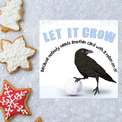 Funny Crow Christmas Card, Corvid Christmas Card, Alternative Xmas Card, Christmas card for Ornithologist.