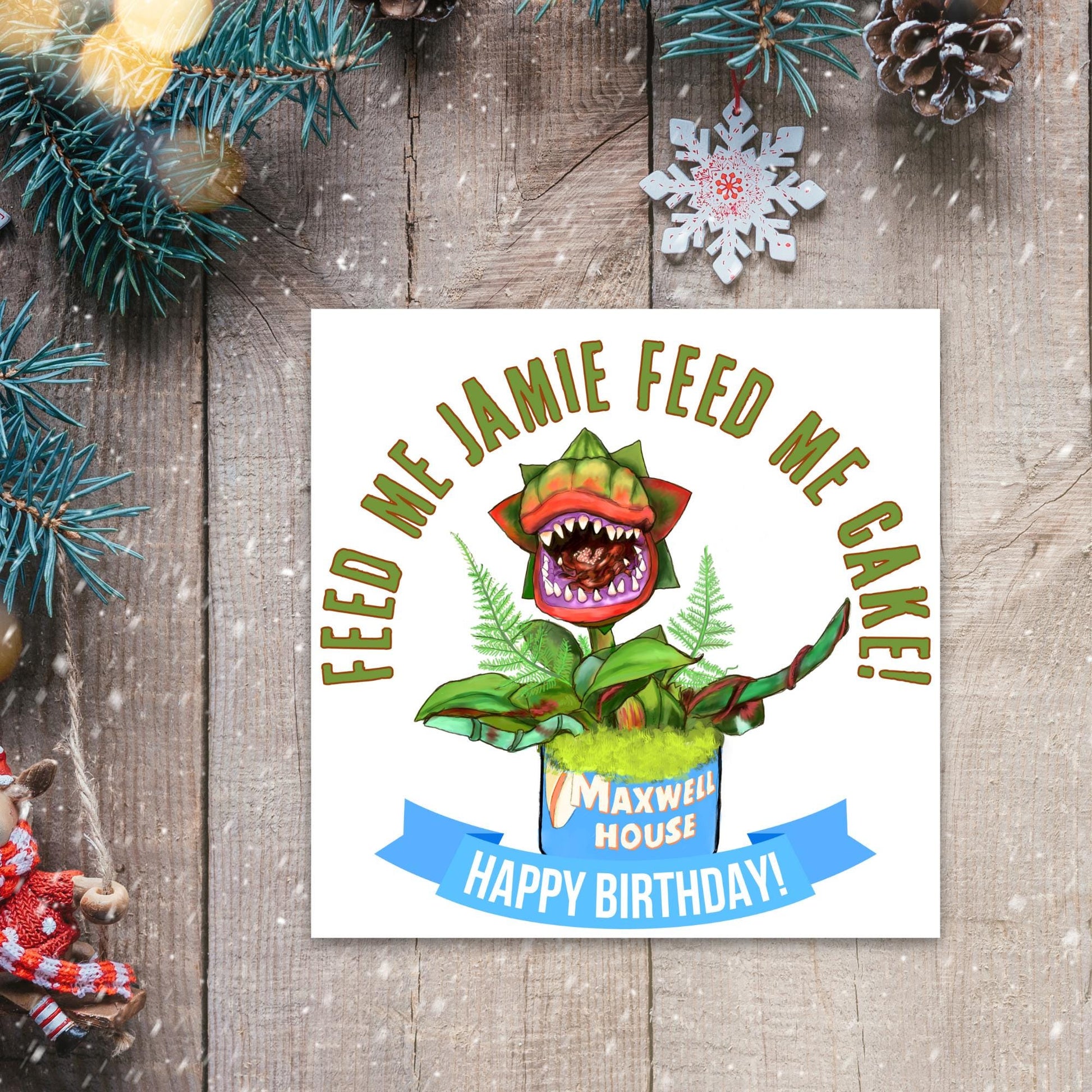 Personalised Little Shop Of Horrors Birthday Card, Audrey, Feed Me Seymour, Theatre Card, Movie Card, Nostalgic Birthday Card 90's Birthday